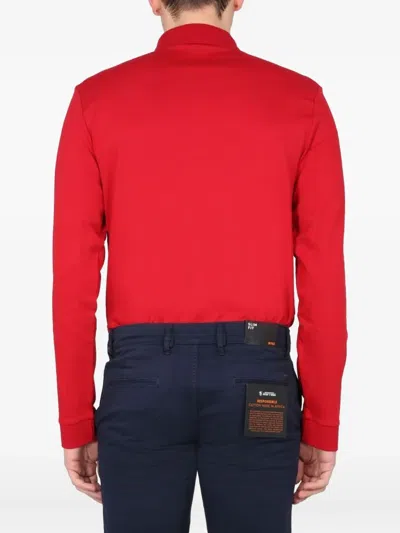 Hugo Boss Boss Men Polo With Logo Embroidery In Red