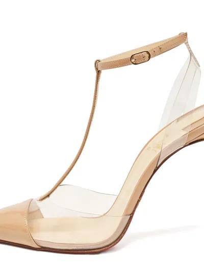 Pre-owned Christian Louboutin 110mm Nosy Patent Pumps In Neutral