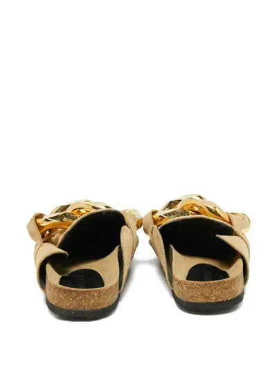 Pre-owned Jw Anderson 2024 Chain Link Suede Sandals In Neutral