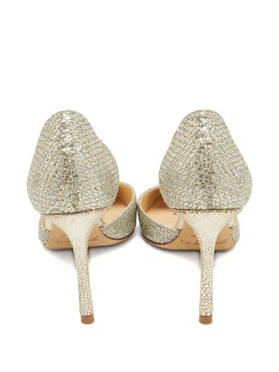 Pre-owned Jimmy Choo 90mm Glitter Cut-out Pumps In Gray