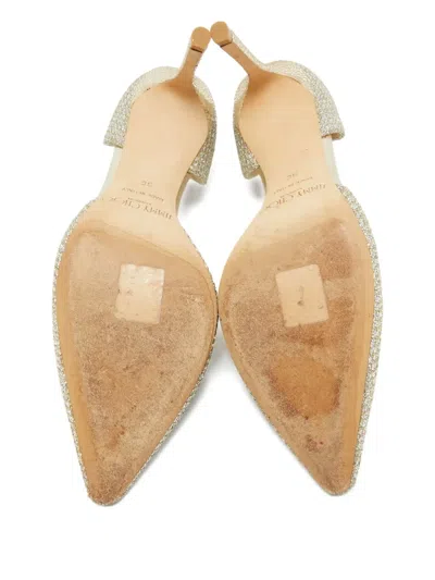 Pre-owned Jimmy Choo 90mm Glitter Cut-out Pumps In Gray