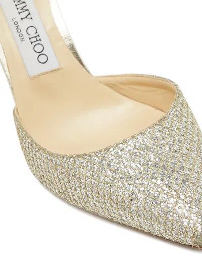 Pre-owned Jimmy Choo 90mm Glitter Cut-out Pumps In Gray