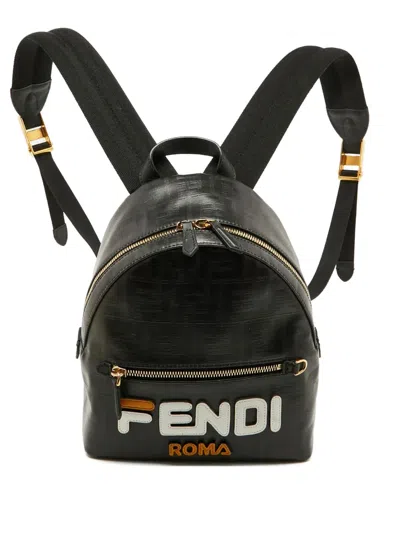 Pre-owned Fendi X Fila Mini Mania Backpack In Black
