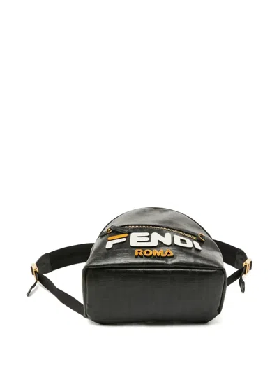 Pre-owned Fendi X Fila Mini Mania Backpack In Black