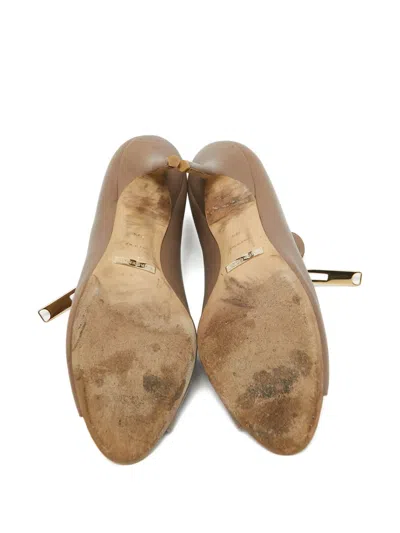 Pre-owned Burberry 110mm Zip-up Peep-toe Boots