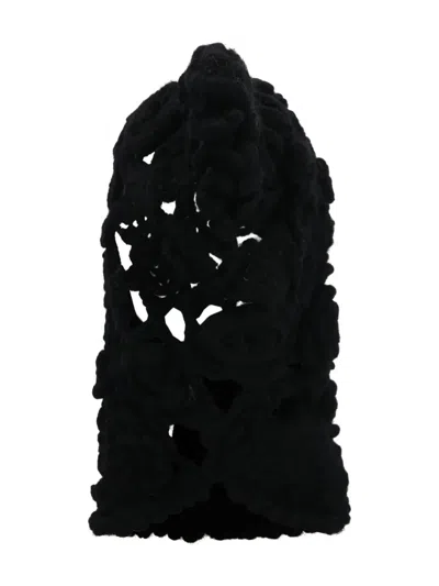 Comme Des Garçons Tao Floral Back-slit Balaclava In Black