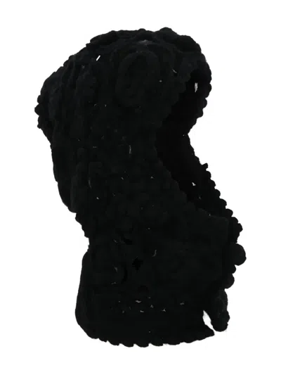 Comme Des Garçons Tao Floral Back-slit Balaclava In Black