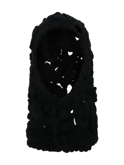 Comme Des Garçons Tao Floral Back-slit Balaclava In Black