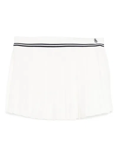 Sporty And Rich Pleated Panelled Skirt In White