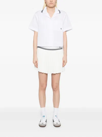 Sporty And Rich Pleated Panelled Skirt In White