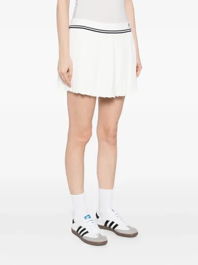 Sporty And Rich Pleated Panelled Skirt In White