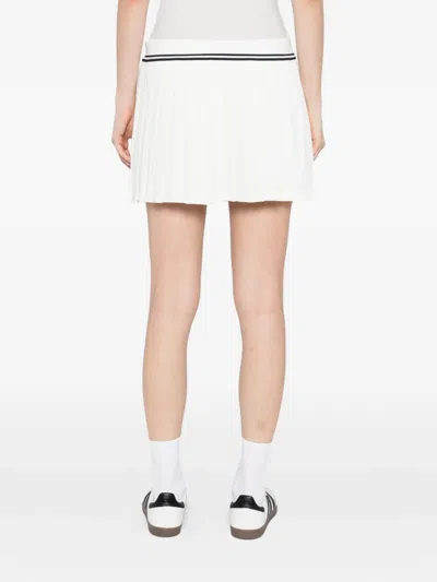Sporty And Rich Pleated Panelled Skirt In White