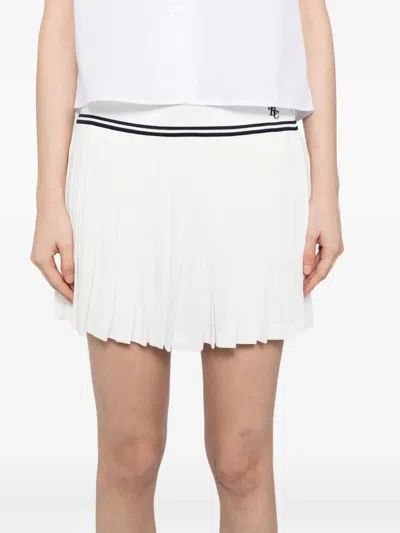 Sporty And Rich Pleated Panelled Skirt In White