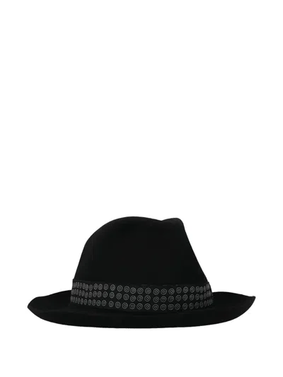 Borsalino X 10 Corso Como Circles Ribbon-detailed Wool Felt Hat In Black