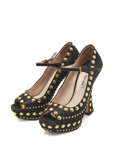 Pre-owned Miu Miu 130mm Platform Studded Pumps