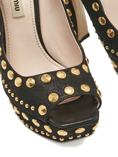 Pre-owned Miu Miu 130mm Platform Studded Pumps
