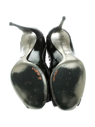 Pre-owned Dolce & Gabbana 100mm Patent Leather Bow Peep-toe Pumps