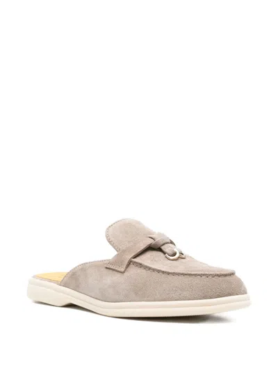 Doucal's Suede-leather Mules In Gray