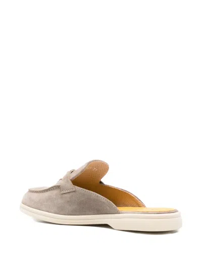 Doucal's Suede-leather Mules In Gray