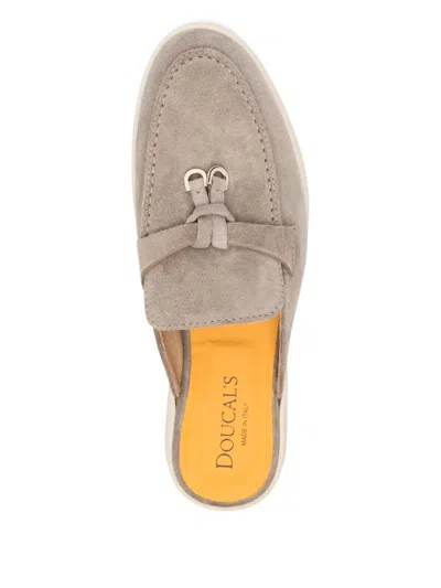 Doucal's Suede-leather Mules In Gray