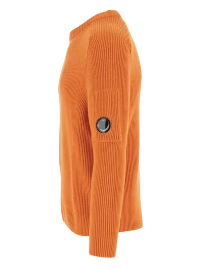 C.p. Company Contemporary Cotton Blend Sweatshirt With Ribbed Knitting And Logo Detail