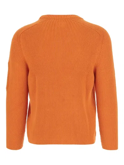 C.p. Company Contemporary Cotton Blend Sweatshirt With Ribbed Knitting And Logo Detail
