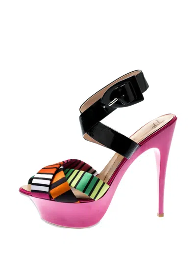 Pre-owned Giuseppe Zanotti 150mm Cross-strap Platform Sandals In Black