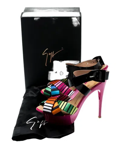 Pre-owned Giuseppe Zanotti 150mm Cross-strap Platform Sandals In Black