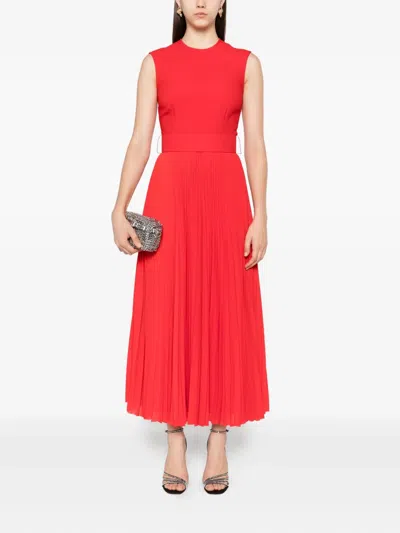 Solace London Sophie Pleated Sleeveless Maxi Dress In Red