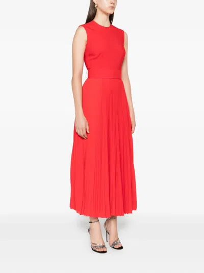 Solace London Sophie Pleated Sleeveless Maxi Dress In Red