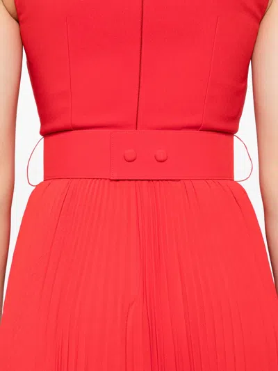Solace London Sophie Pleated Sleeveless Maxi Dress In Red