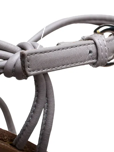 Pre-owned Sergio Rossi 125mm Leather Knotted Platform Sandals In Gray