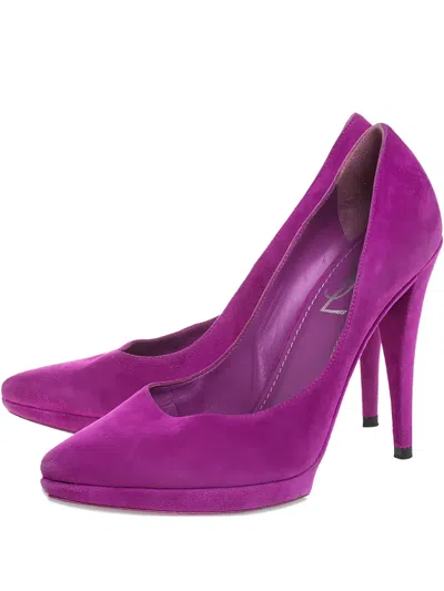 Pre-owned Saint Laurent 115mm Janis Suede Pumps