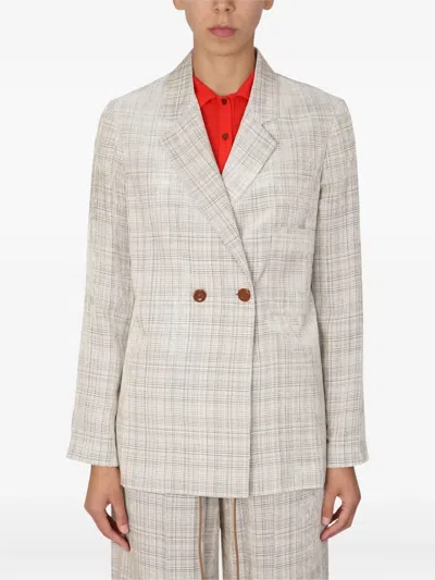 Alysi Checked Double-breasted Jacket In Gray