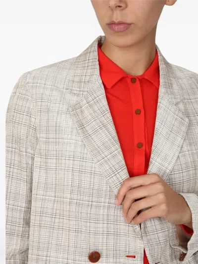 Alysi Checked Double-breasted Jacket In Gray