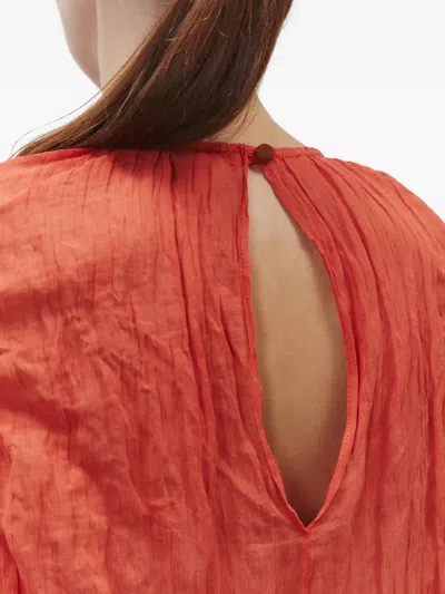 Alysi Metallic Gauze Longuette Dress In Orange