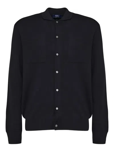 Fedeli Polo-neck Double-pocket Sweater In Black
