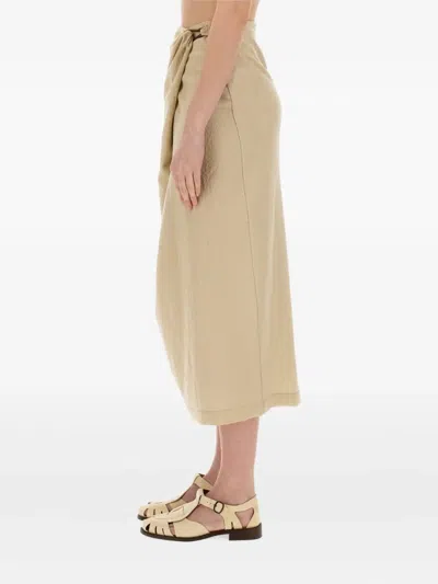 Alysi Wrap-effect Midi Skirt In Brown