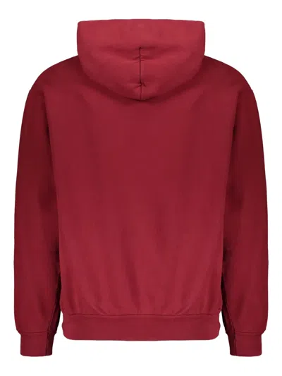 Sp5der Spiderweb Print Cotton Hoodie In Red