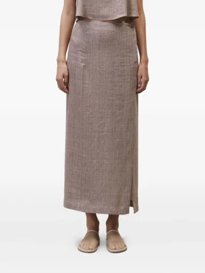 Alysi Striped Side-split Skirt In Purple