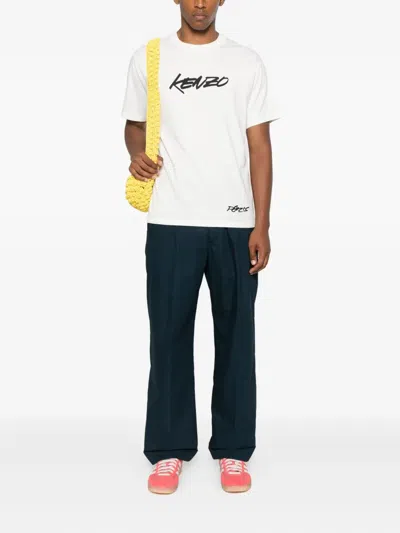 Kenzo Black Cotton T-shirt With Embroidered Tiger Logo In White