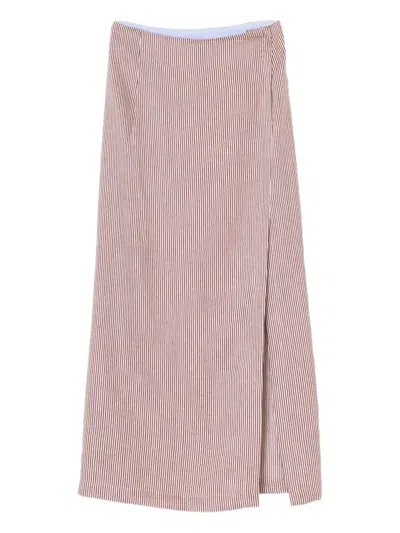 Alysi Striped Side-split Skirt In Purple