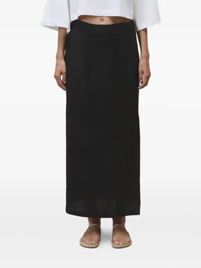 Alysi Side-slit Beaded Skirt In Black