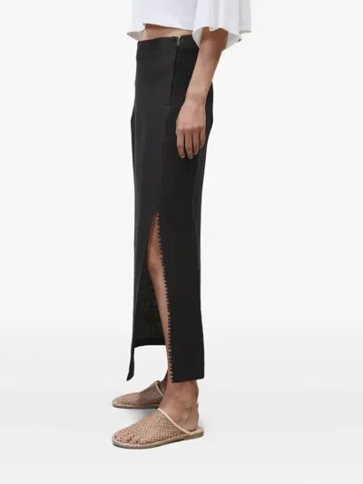 Alysi Side-slit Beaded Skirt In Black