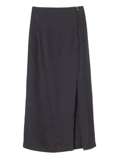 Alysi Side-slit Beaded Skirt In Black