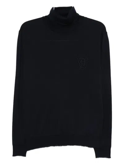 Valentino Logo-embroidery Turtleneck Sweater In Black