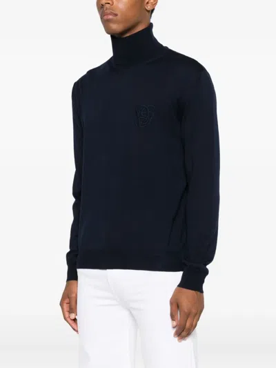 Valentino Logo-embroidery Turtleneck Sweater In Black