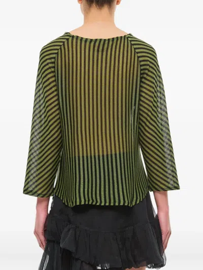 Vitelli Linen Cotton And Wool Raglan Sweater In Green