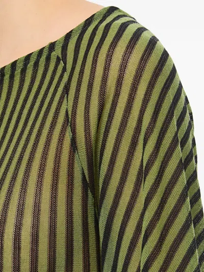 Vitelli Linen Cotton And Wool Raglan Sweater In Green