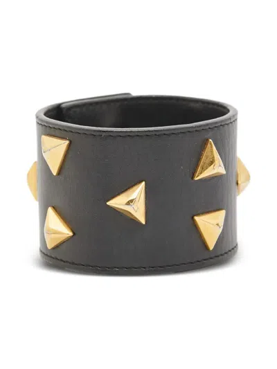 Pre-owned Saint Laurent Triangle Studs Leather Bracelet